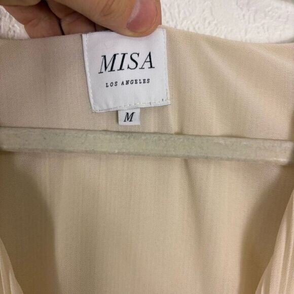 MISA Rana Thong Bodysuit H260 Cream V Neck Long Sleeve Size Medium New without T - Picture 4 of 11